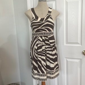 BCBG Max Azria dress zebra animal print brown white abstract womens size S small